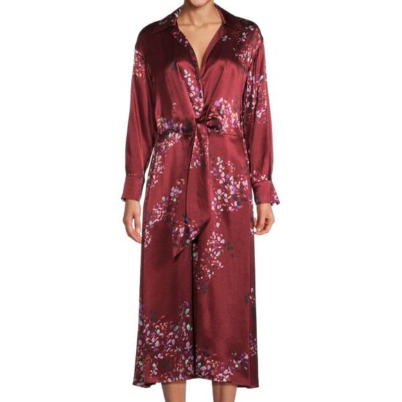 VINCE Forsynthia Floral Satin Midi Dress S $565 - Picture 1 of 9
